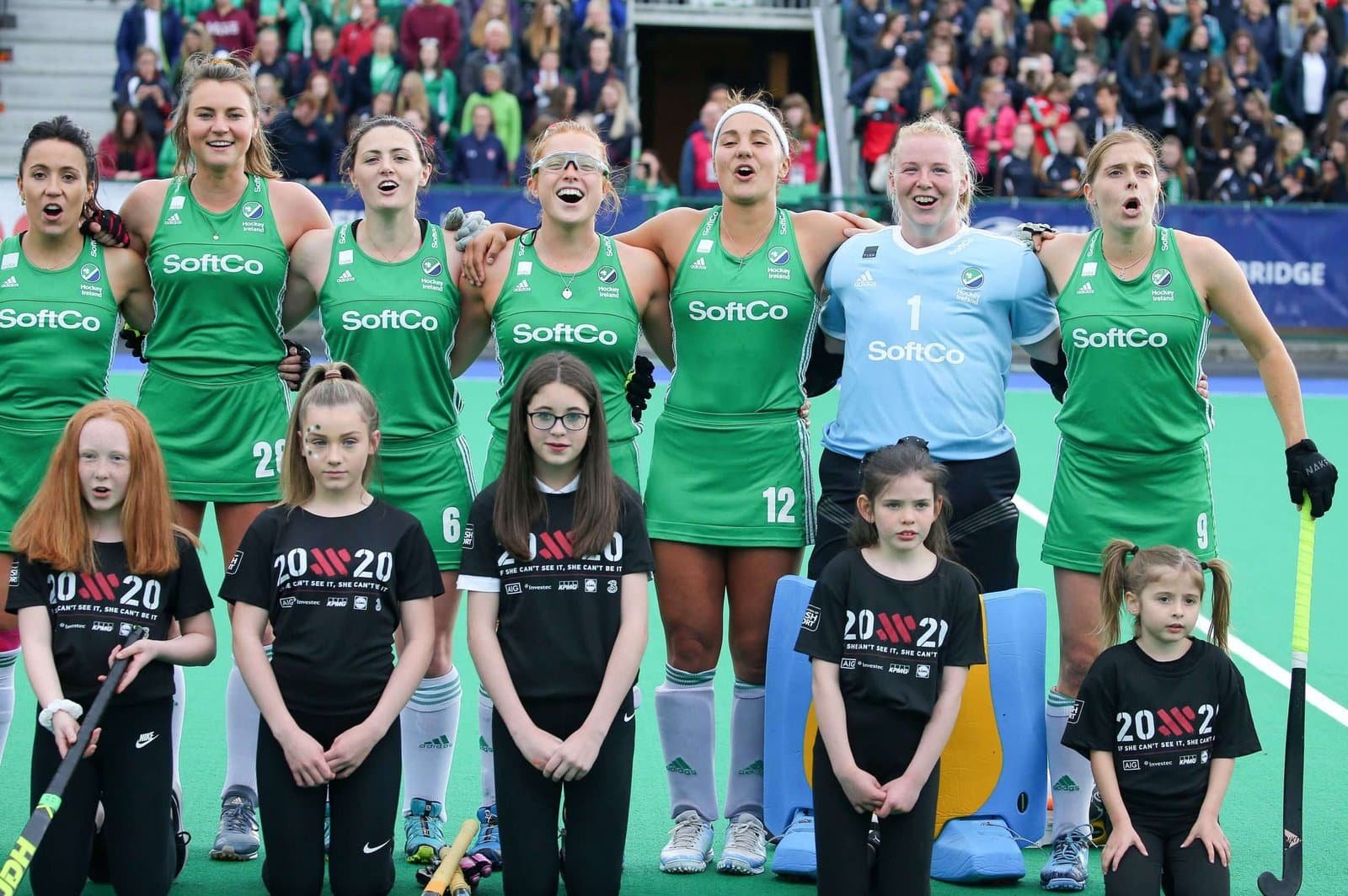 Ireland 11 Anthem line up. OFlanagan Duke Upton Tice McFerran and Mullan at the FIH Series Finals June 2019 scaled - Ireland - IRELAND