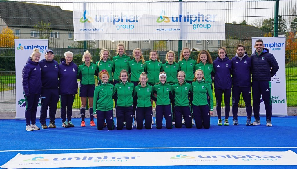 The Irish Under 21 side at the launch of Uniphars support - Uniphar supports Junior Green Army Ahead of December World Cup  - Dublin; November 15, 2021 - Hockey Ireland is delighted to announce Uniphar plc has come on board as a central sponsor of the Irish women’s Under-21 and Development programme – known as the Junior Green Army – and just ahead of next month’s Junior World Cup.  